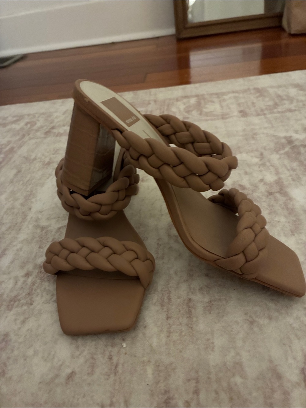 Dolce Vita Braided Double-Strap Slide Sandals in Taupe
